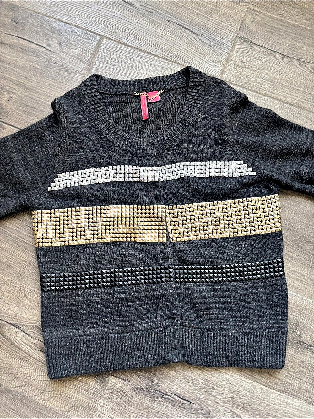 Charlotte Embellished Black & Gold Sweater Like New